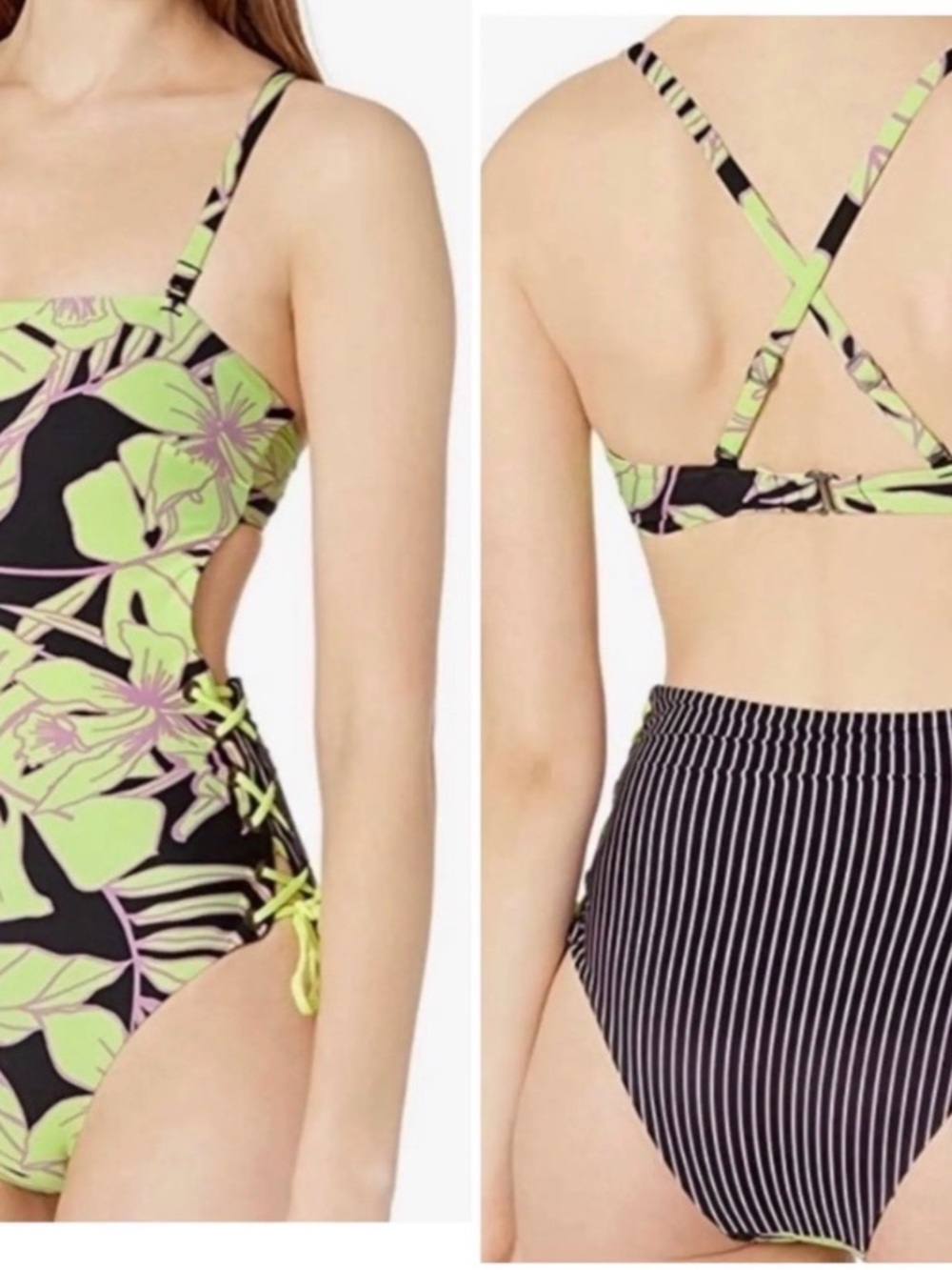Maaji Neon Reversible Lime & Pink Tropical One-Piece Swimsuit